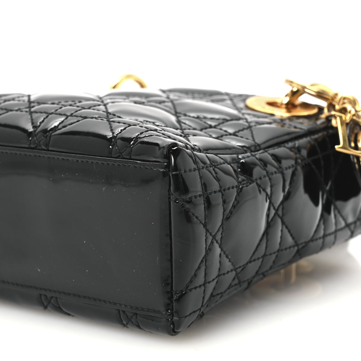 Patent Cannage Mini Lady Dior Black