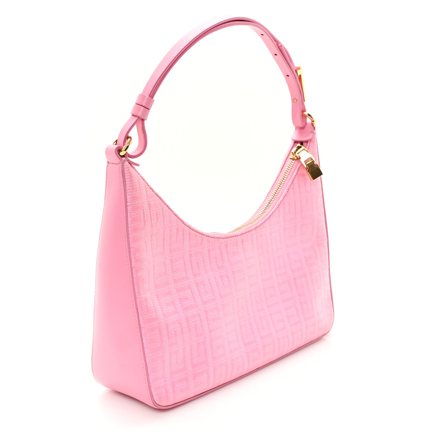 Givenchy Coated Canvas Logo 4G Embossed Small Moon Cut Out Shoulder Bag Pink 2 of 10