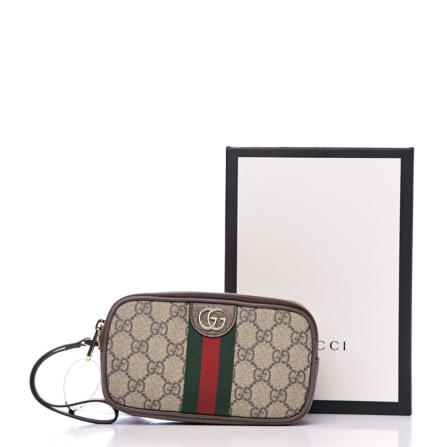 Gucci GG Supreme Monogram Web Ophidia Wristlet Beige New Acero 10 of 10