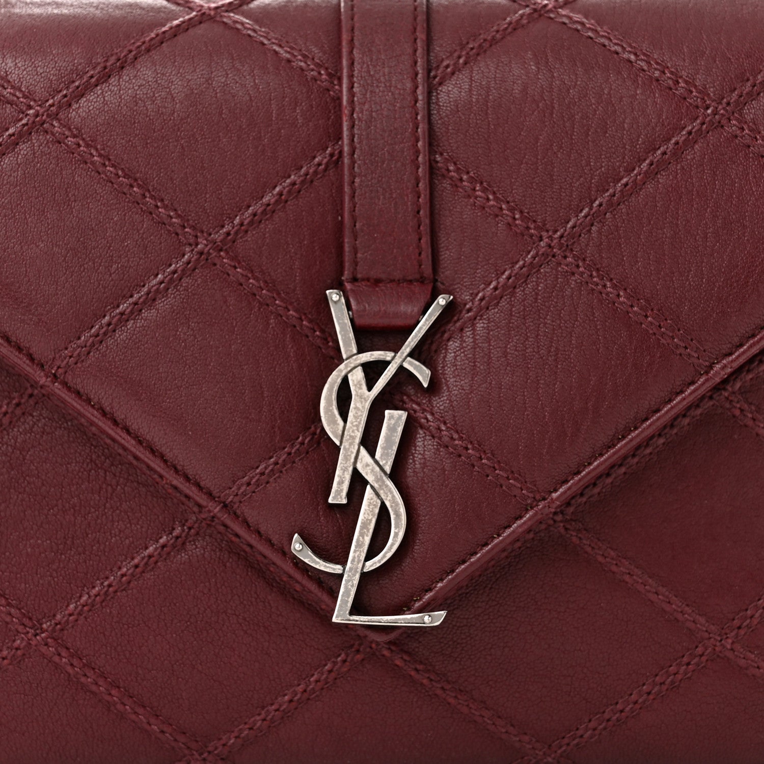 Saint Laurent Calfskin Matelasse Diamond Quilted Monogram Medium College Bag Bordeaux 8 of 10