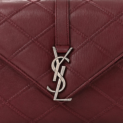 Saint Laurent Calfskin Matelasse Diamond Quilted Monogram Medium College Bag Bordeaux 8 of 10