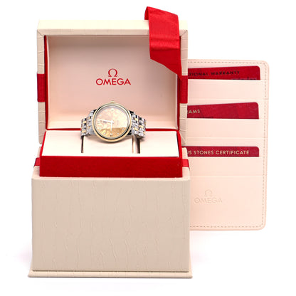 Omega 18K Yellow Gold Stainless Steel Diamond 32mm De Ville Prestige Butterfly Quartz Watch Champagne 424.20.33.60.58.001 5 of 5