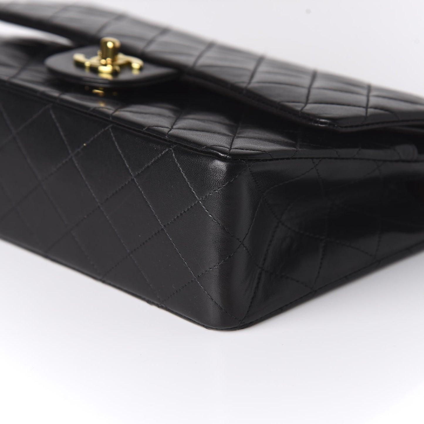 Lambskin Quilted Medium Double Flap Black
