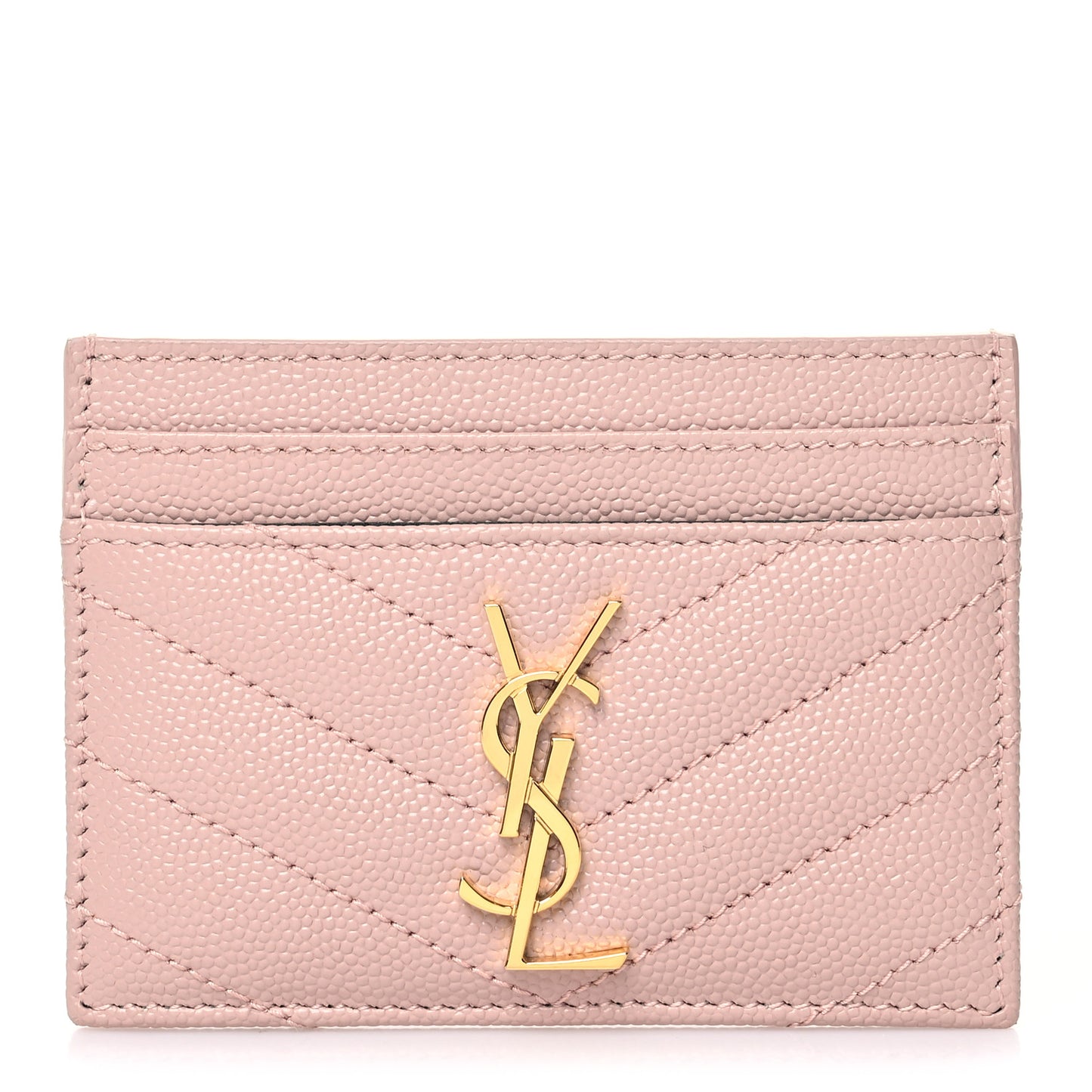 Grain De Poudre Matelasse Chevron Monogram Credit Card Case Pale Pink