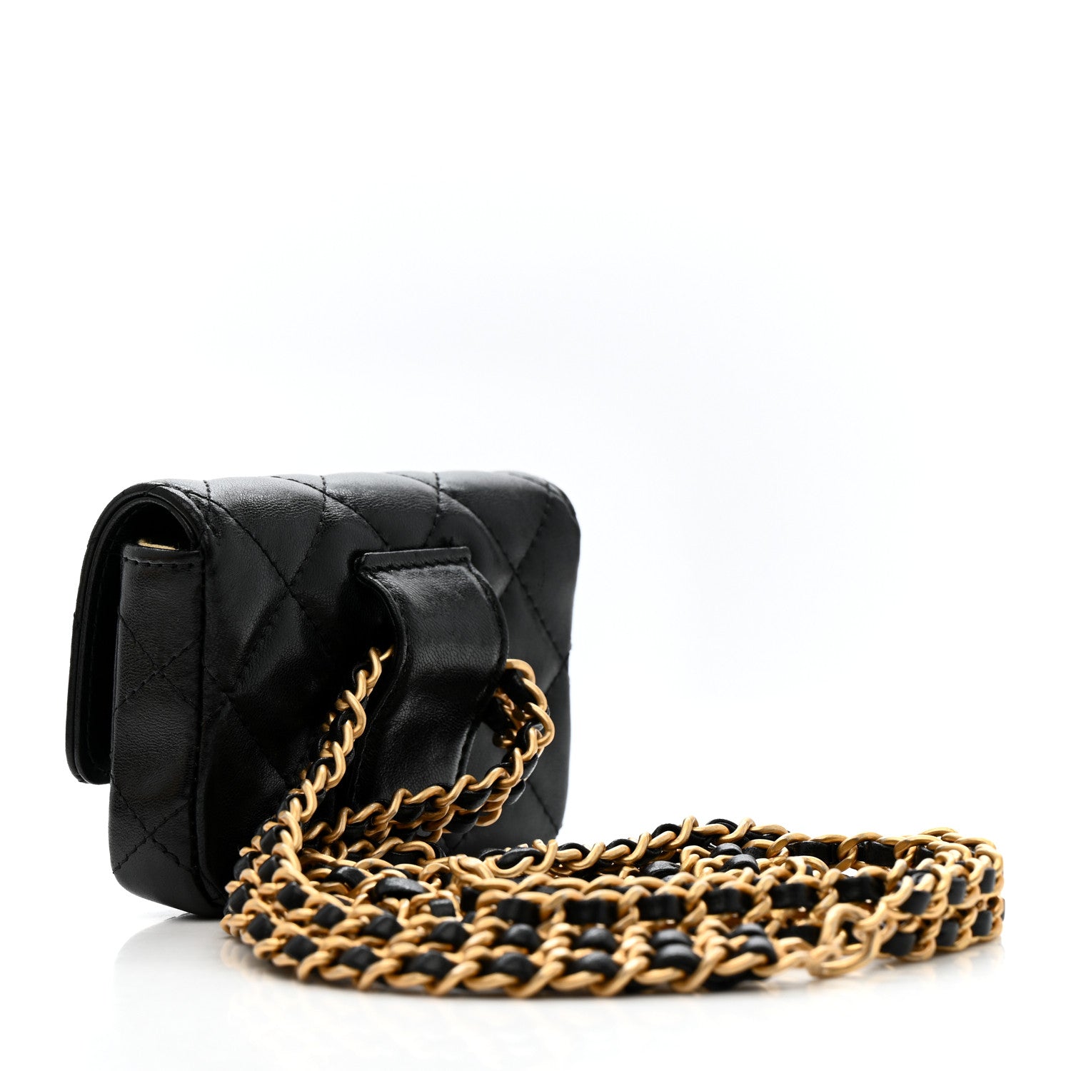 Chanel Lambskin Quilted Flap Chain Belt Bag Black 4 of 14