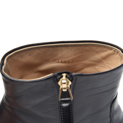 Chanel Tumbled Calfskin Cap Toe CC Short Boots 37 Black 7 of 11