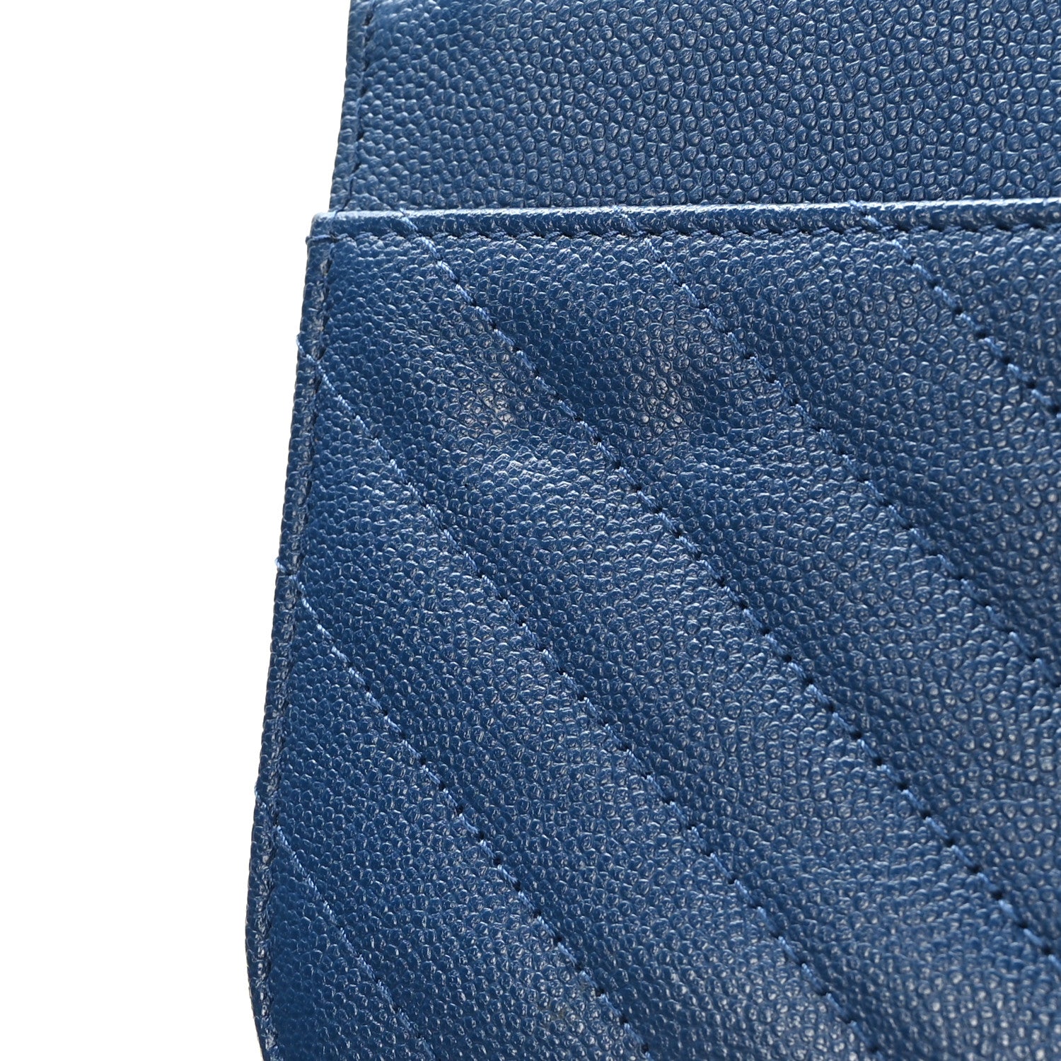 Chanel Caviar Chevron Quilted Wallet On Chain WOC Navy 10 of 10