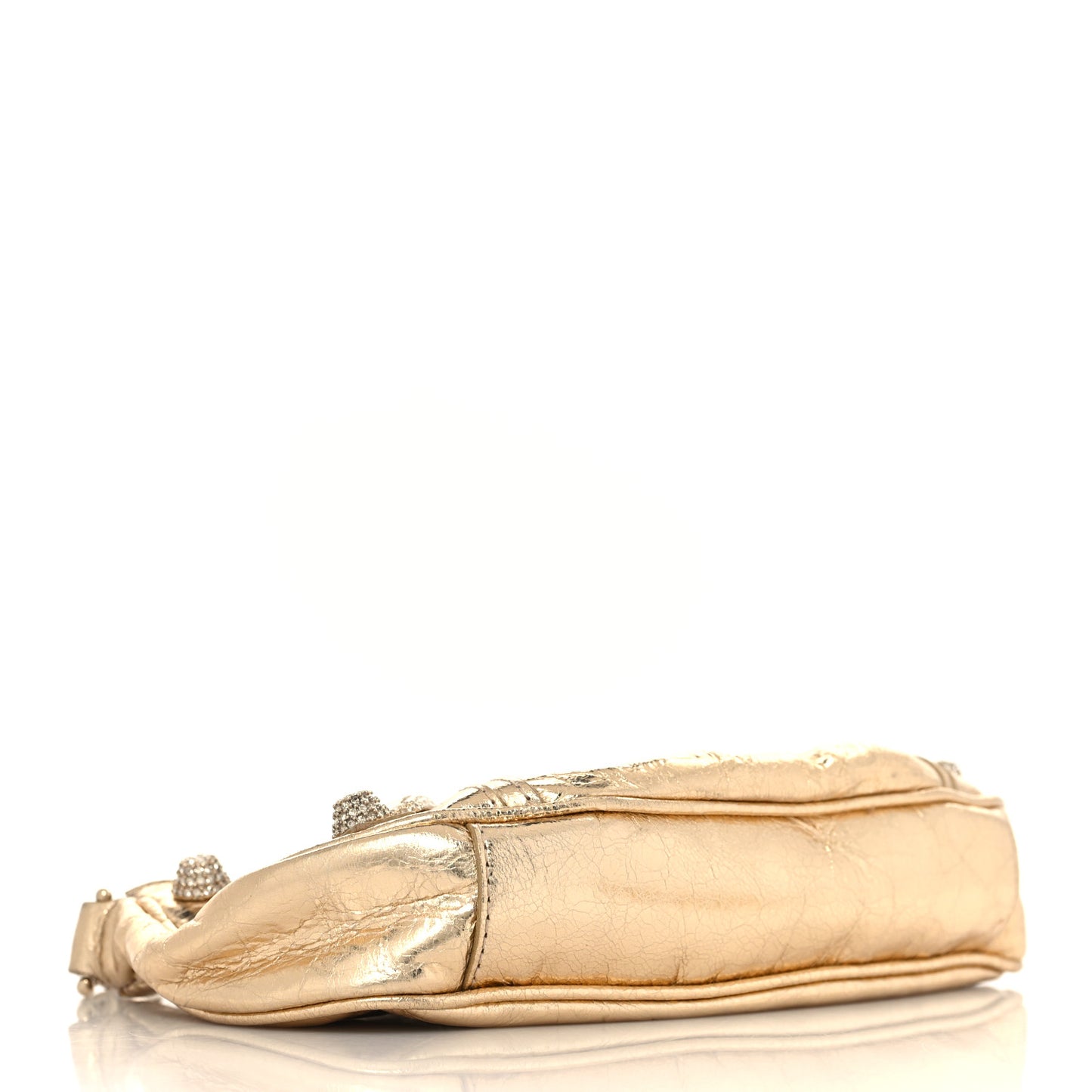 Metallic Arena Agneau Crystal Le Cagole Mini Purse With Chain Light Gold