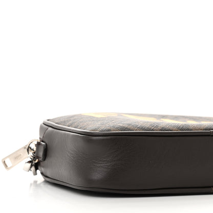 Fendi Shiny Glazed Fabric Vitello Cover FF 1974 Logo Medium Camera Case Tobacco Moro Giallo Ebano 8 of 9