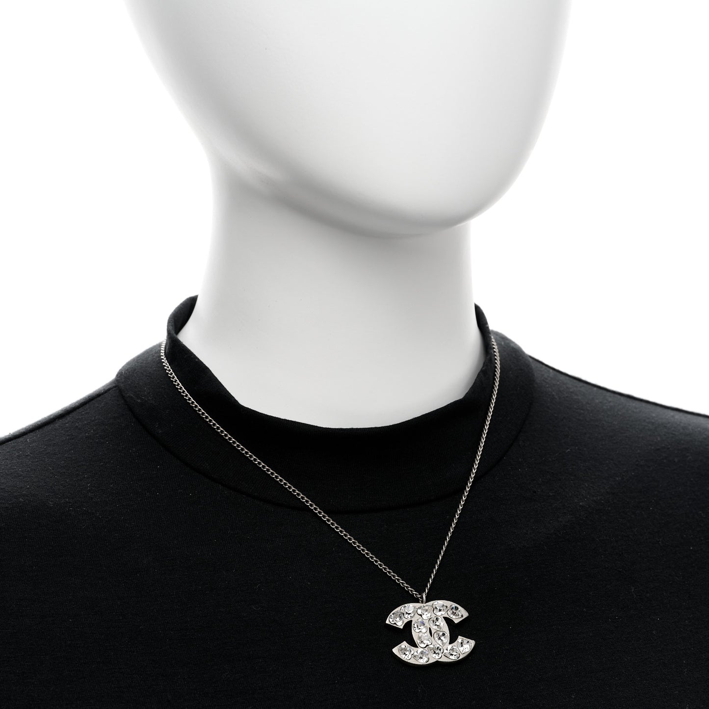 Heart Crystal CC Necklace Silver