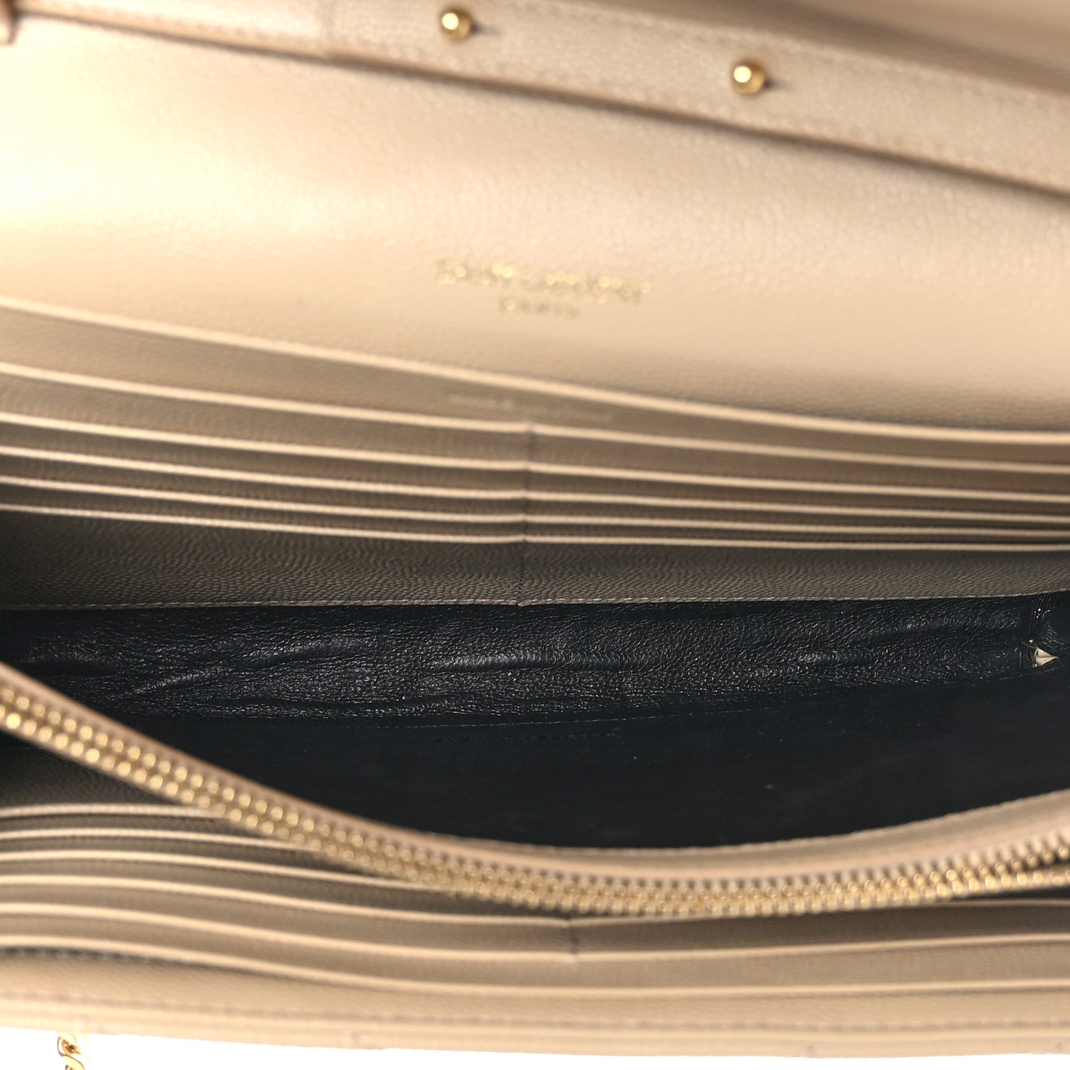 Saint Laurent Grain De Poudre Matelasse Chevron Monogram Chain Wallet Nude Powder 5 of 9