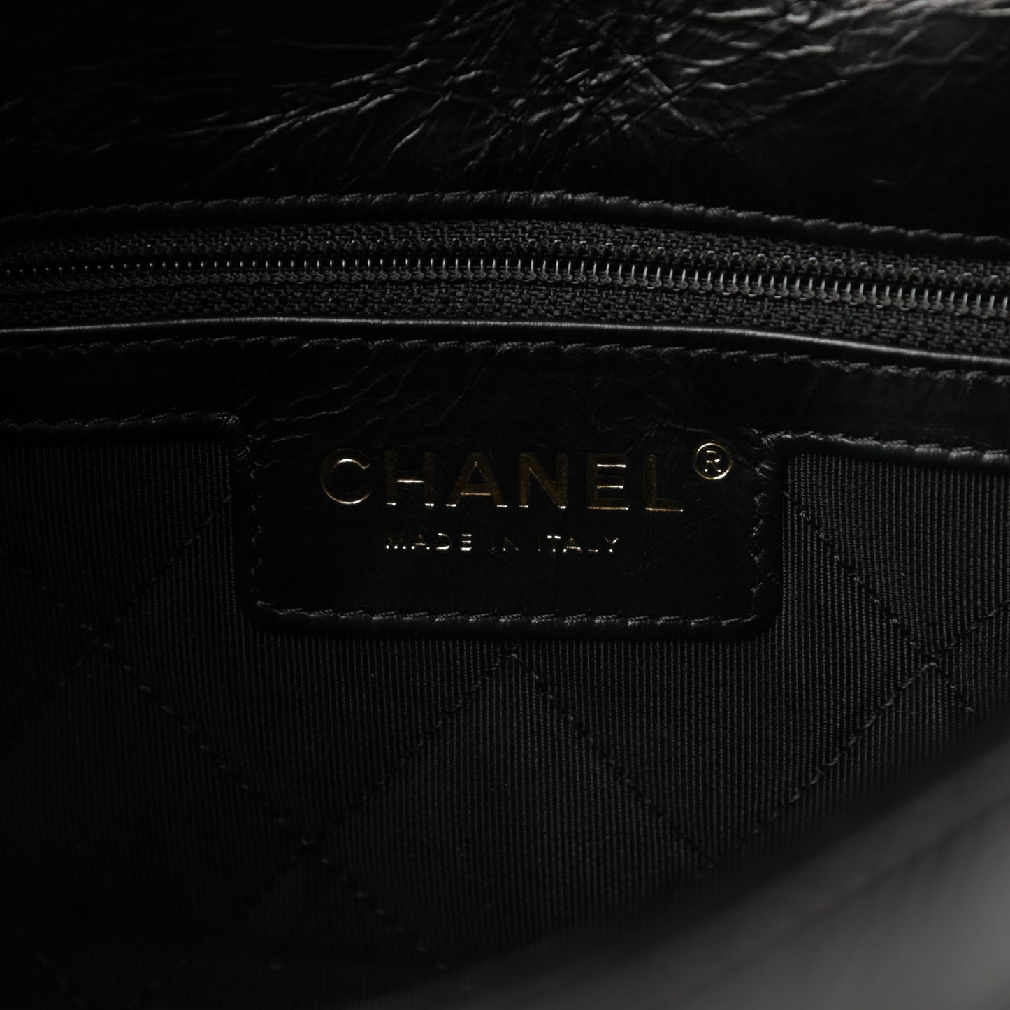 Aged Calfskin Embossed Camellia Flap Black
