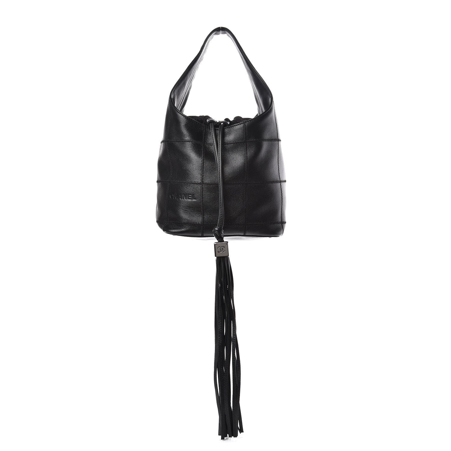 Chanel Calfskin Square Stitched Tassel Hobo Black 1 of 10
