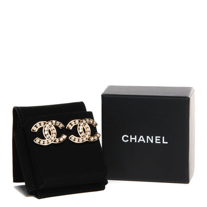 Chanel Pearl Crystal CC Earrings Gold 4 of 4