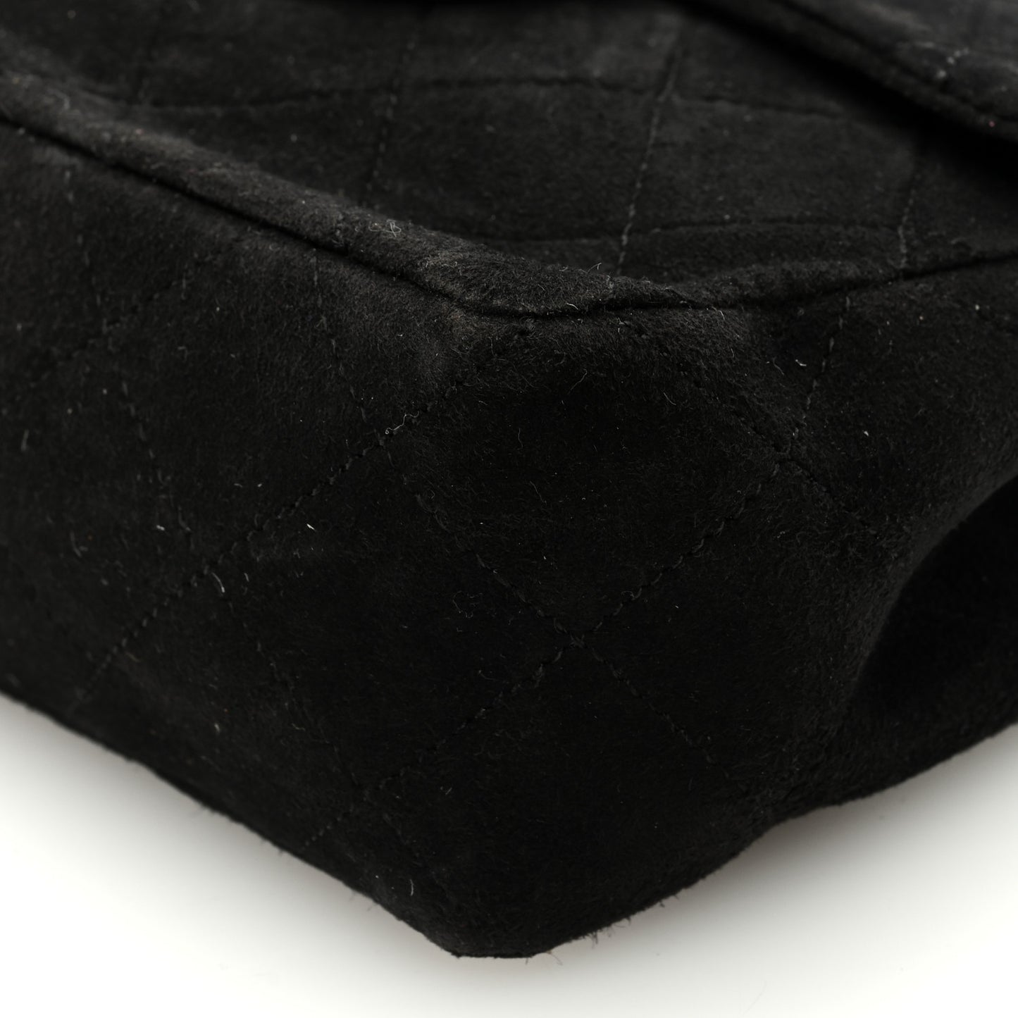 Suede Quilted Mini Square Flap Black