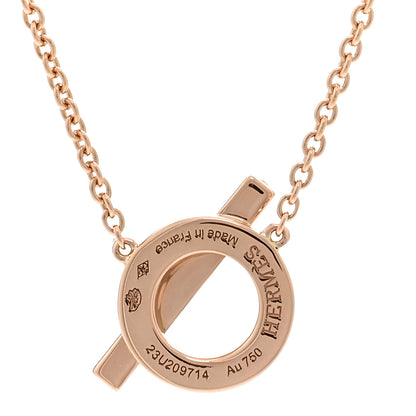 Hermes 18K Rose Gold Diamond Finesse Pendant Necklace 4 of 6