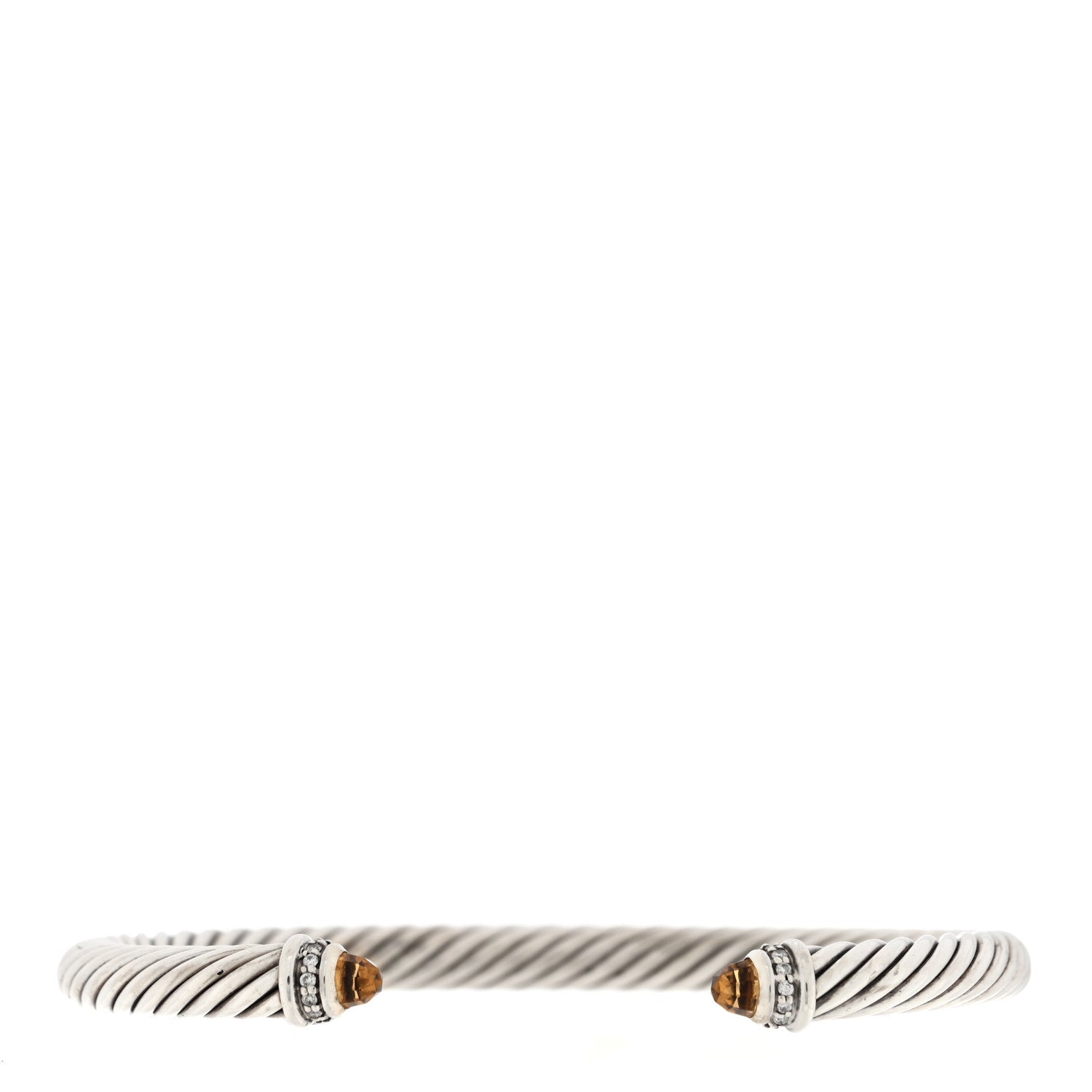 David Yurman Sterling Silver Diamond Citrine 5mm Cable Classics Bracelet 1 of 3