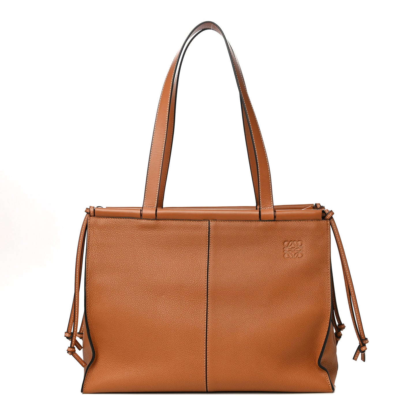Grained Calfskin Cushion Tote Tan