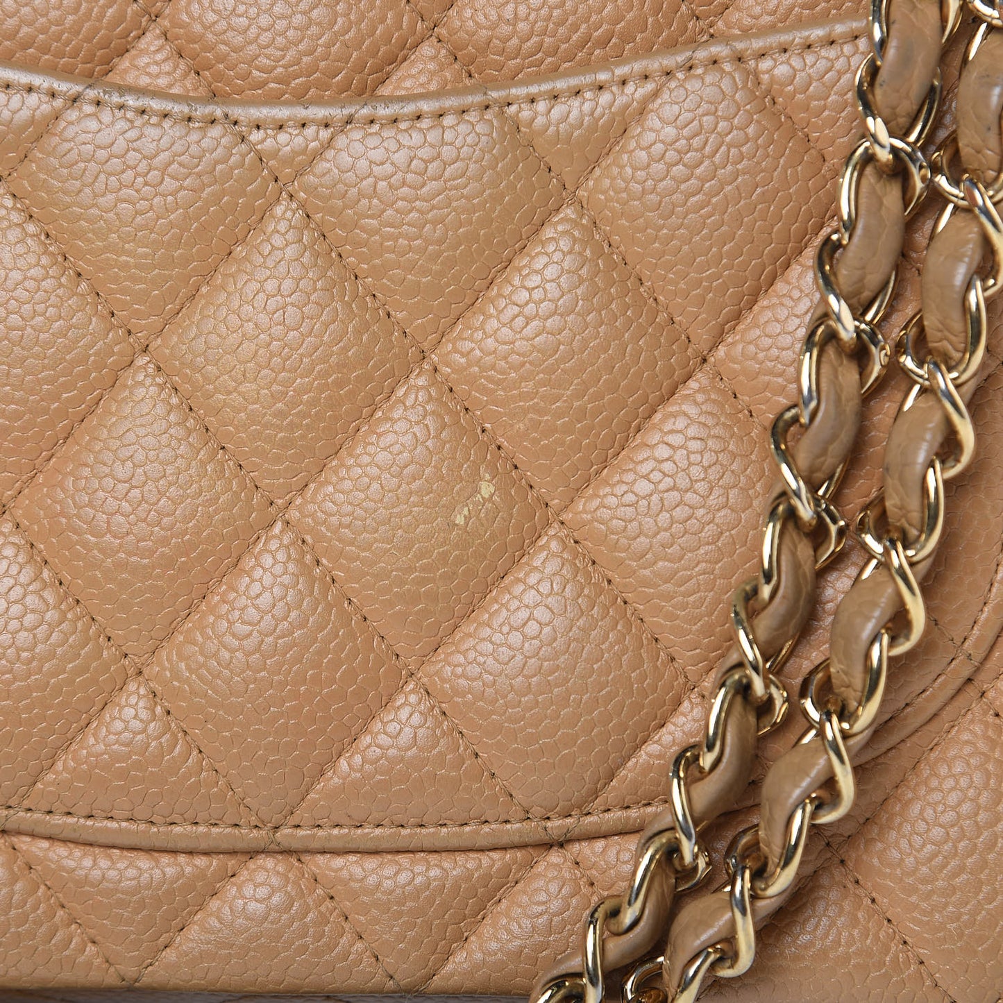 Caviar Quilted Medium Double Flap Beige
