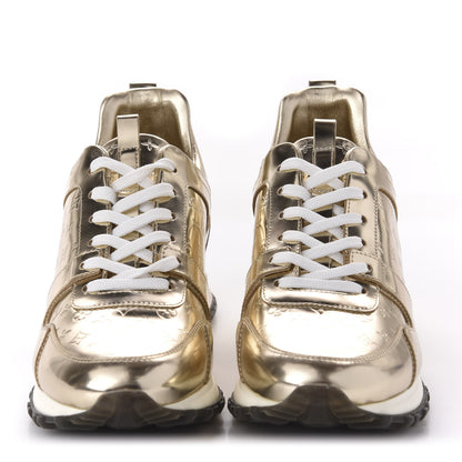 Louis Vuitton Metallic Patent Embossed Monogram Run Away Sneakers 37 Gold 2 of 10