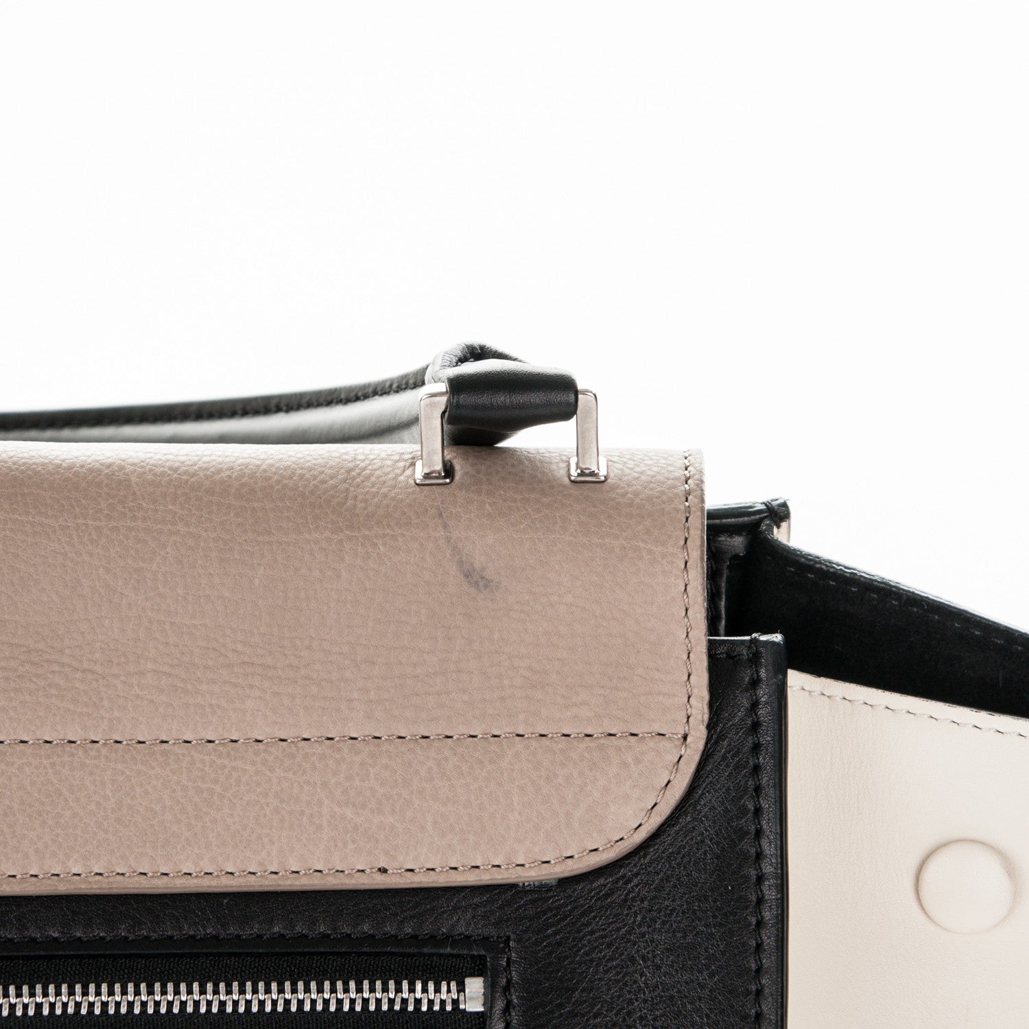 Celine Drummed Calfskin Large Tri-Color Trapeze Light Khaki 8 of 9