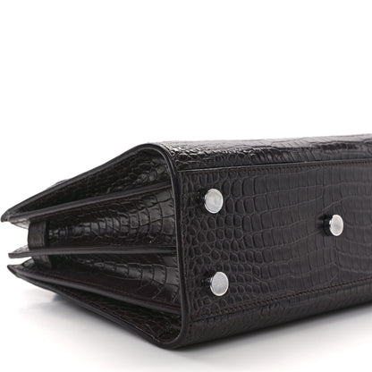 Saint Laurent Calfskin Crocodile Embossed Nano Sac De Jour Bordeaux 9 of 11