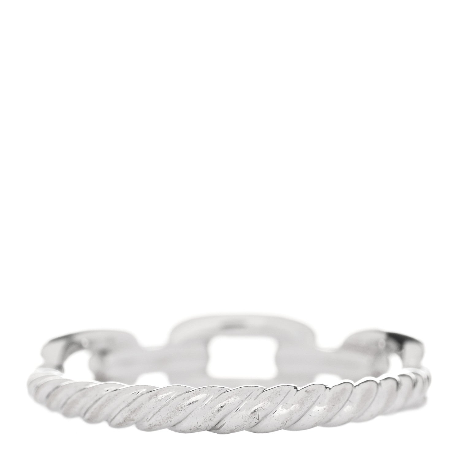 David Yurman 18K White Gold Diamond Stax Chain Link Pave Ring 52 6 2 of 4