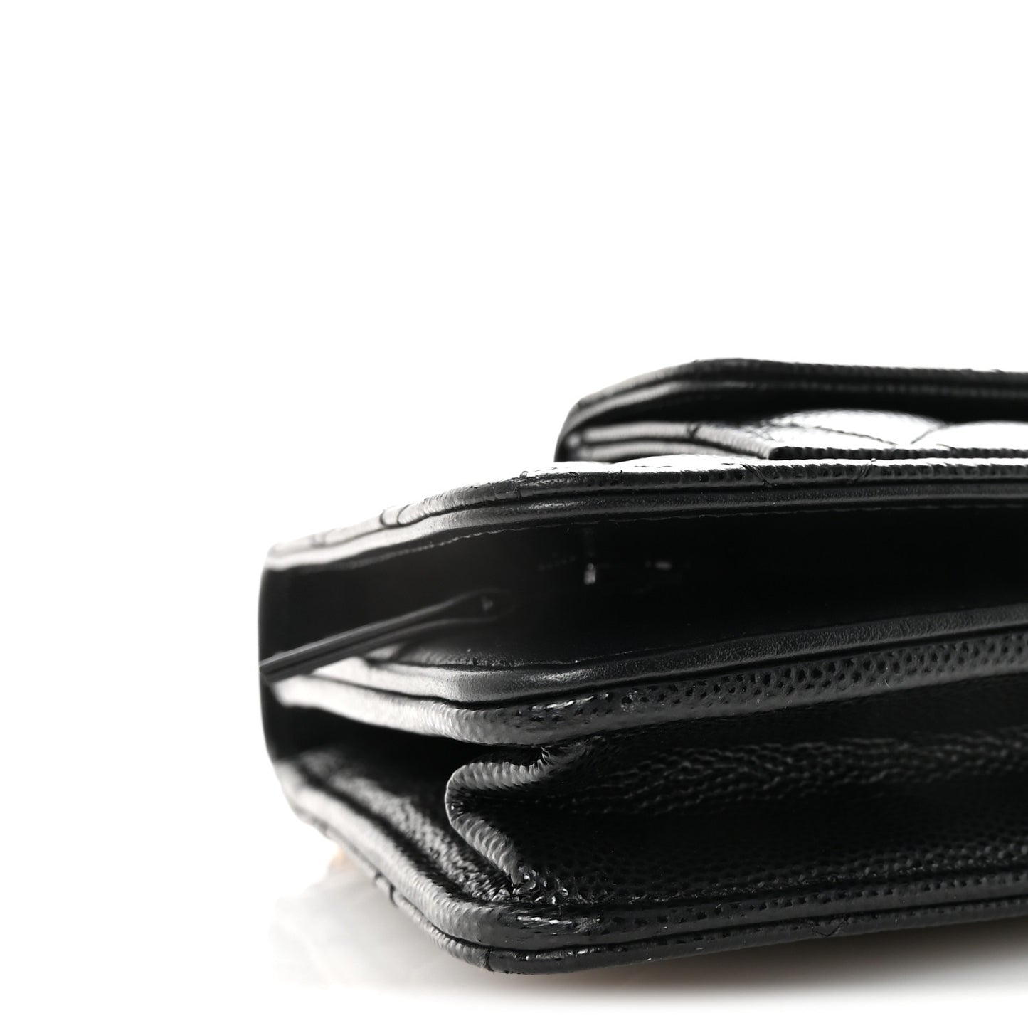 Caviar Quilted Pocket Clutch With Chain WOC Black