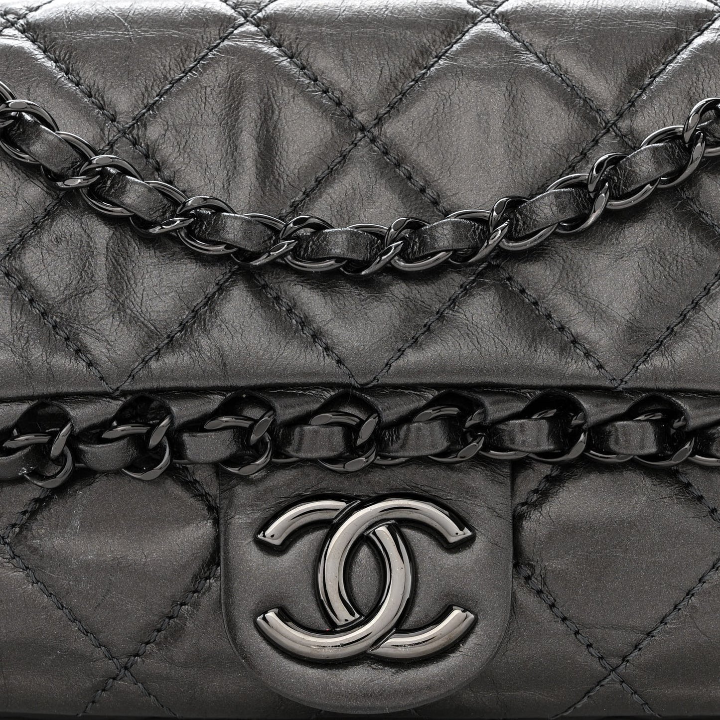 Calfskin Quilted Small Chain Me Flap Grey