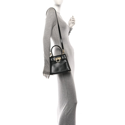 Salvatore Ferragamo Brushed Off Calfskin Small Iconic Top Handle Black 2 of 12