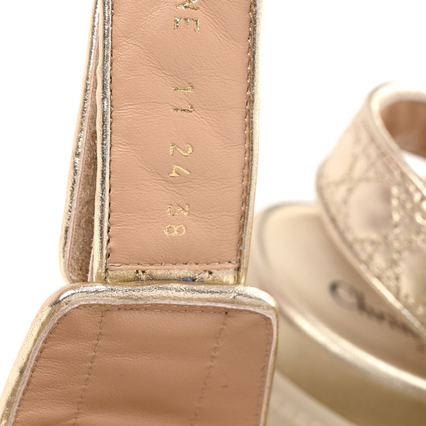 Laminated Sheepskin Cannage Dioract Sandals 38 Pale Gold