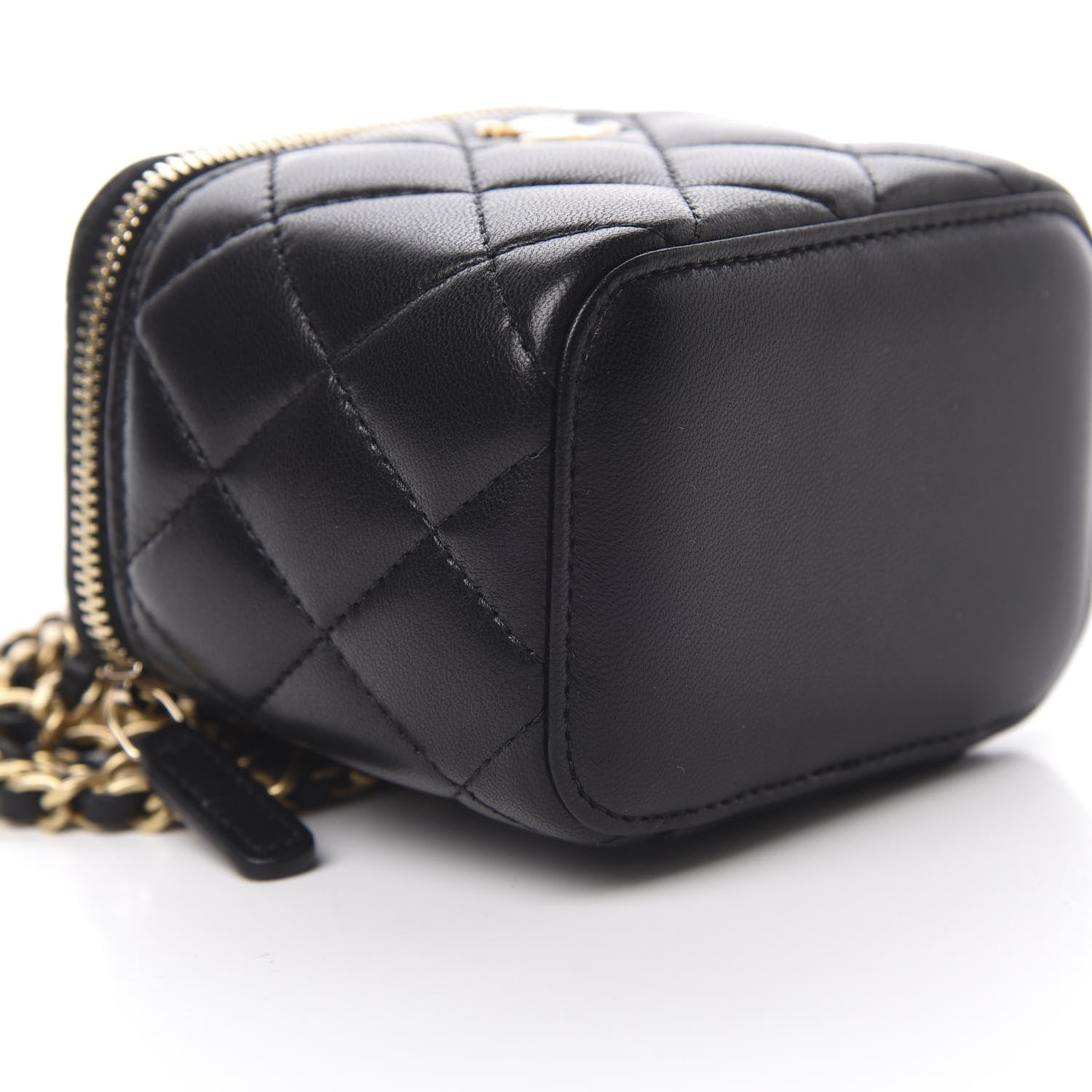 Chanel Lambskin Quilted Mini Pearl Crush Vanity Case With Chain Black 9 of 11