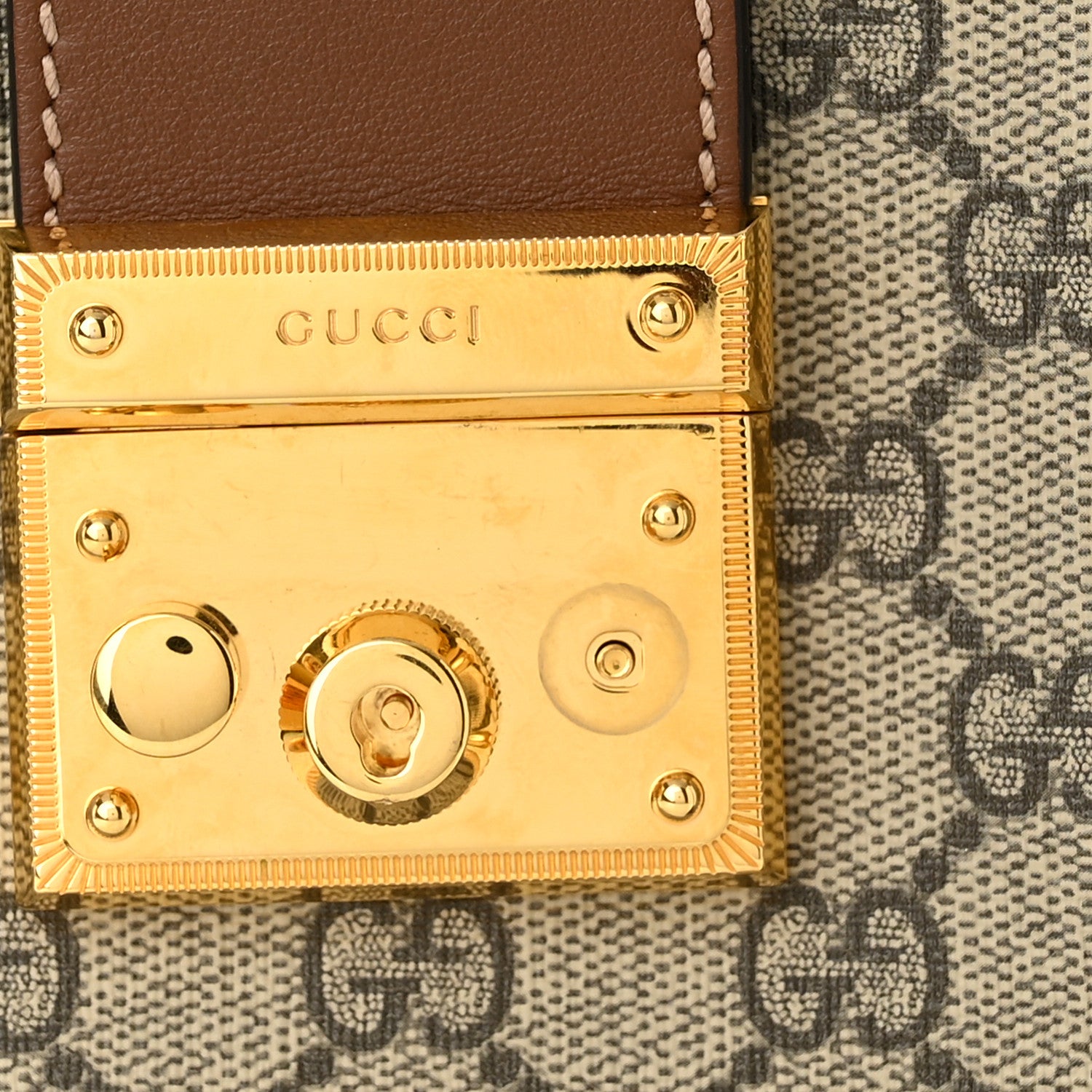 Gucci GG Supreme Monogram Calfskin Small Padlock Tote Beige Ebony Tuscany 13 of 13