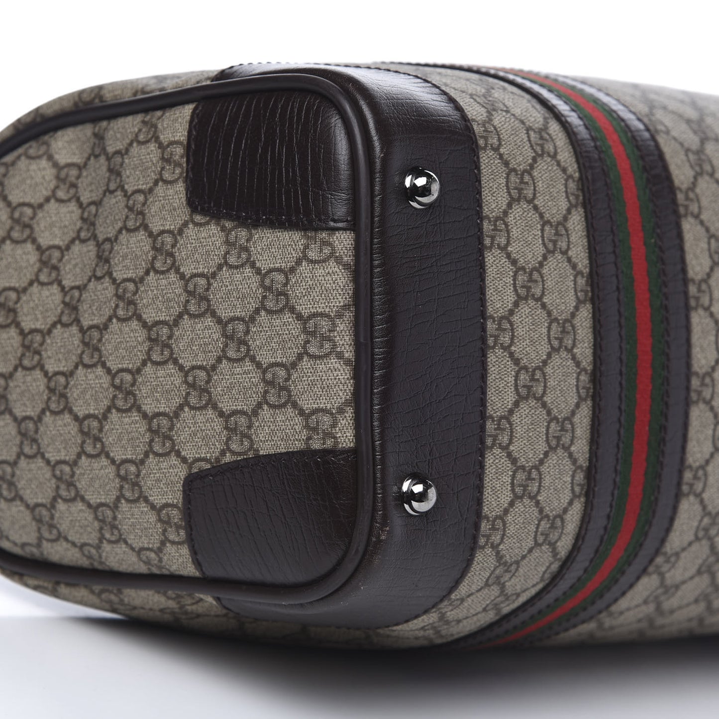 GG Supreme Monogram Web Medium Carry On Duffle Beige Dark Brown