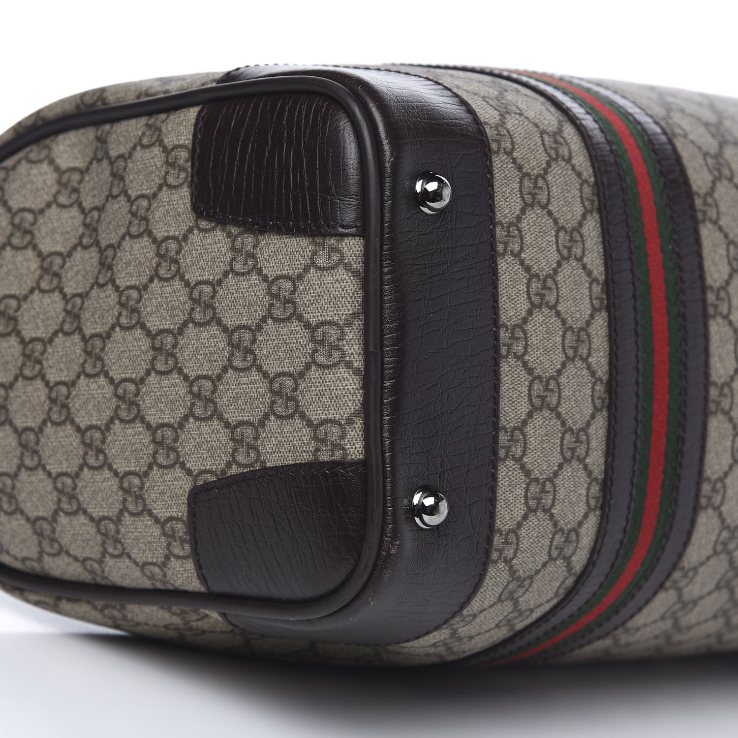 Gucci GG Supreme Monogram Web Medium Carry On Duffle Beige Dark Brown 8 of 10