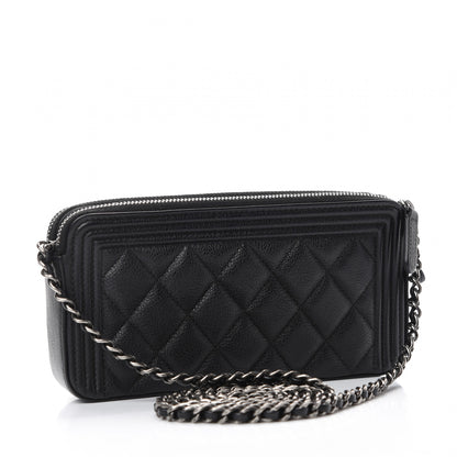 Chanel Calfskin Quilted Small Boy Clutch With Chain Black 3 of 11