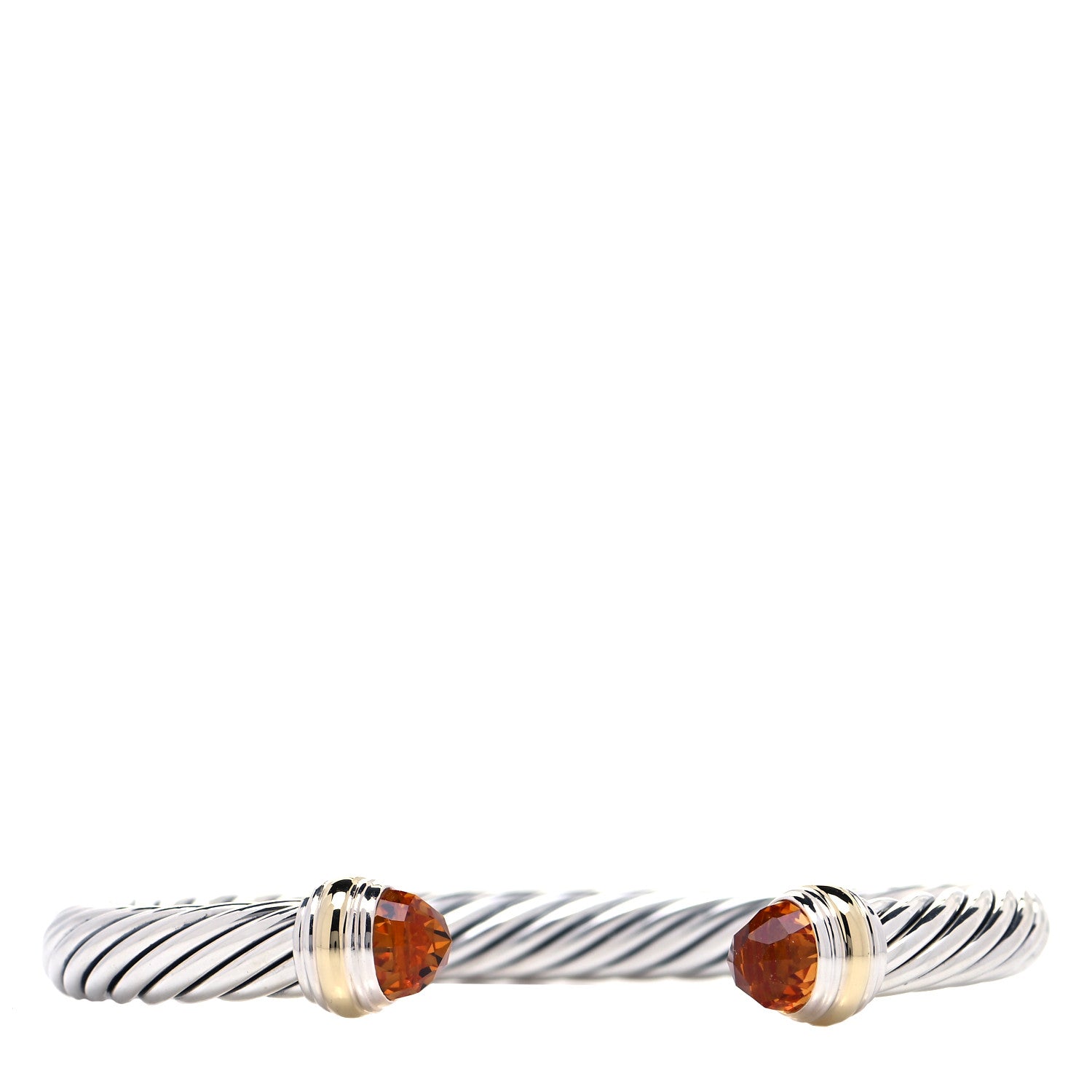 David Yurman Sterling Silver 14K Yellow Gold Citrine 7mm Cable Classics Bracelet 1 of 4