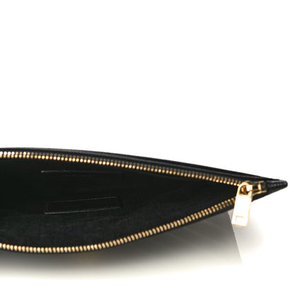 Saint Laurent Grain De Poudre Chevron Monogram Large Bill Pouch Black 5 of 10