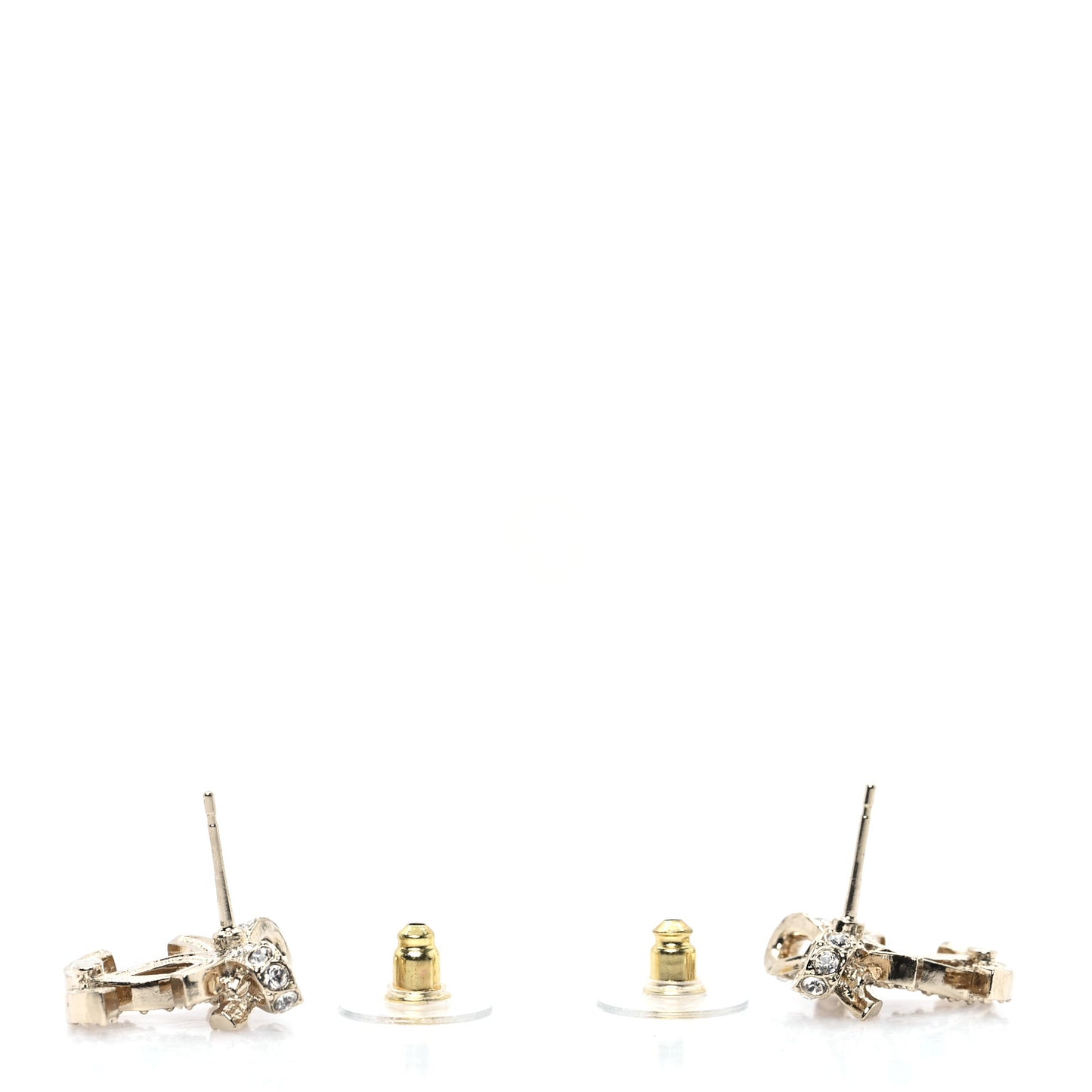 Crystal CC Bow Dangle Earrings Gold