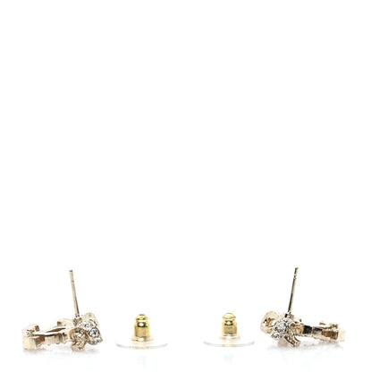 Chanel Crystal CC Bow Dangle Earrings Gold 3 of 5
