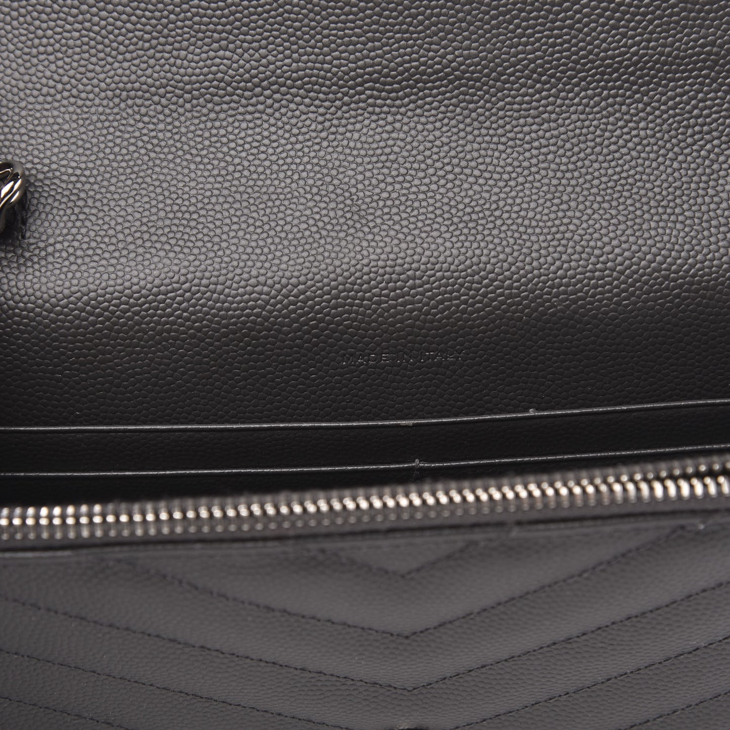 Grain De Poudre Matelasse Chevron Monogram Envelope Chain Wallet Dark Smog