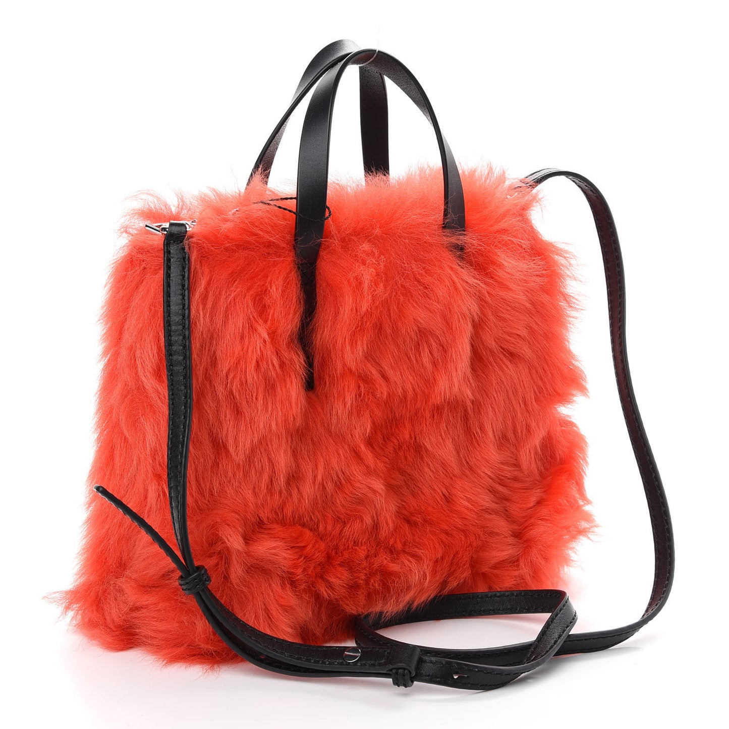 Calfskin Eco Fur 2Way Tote Bag Poppy Black