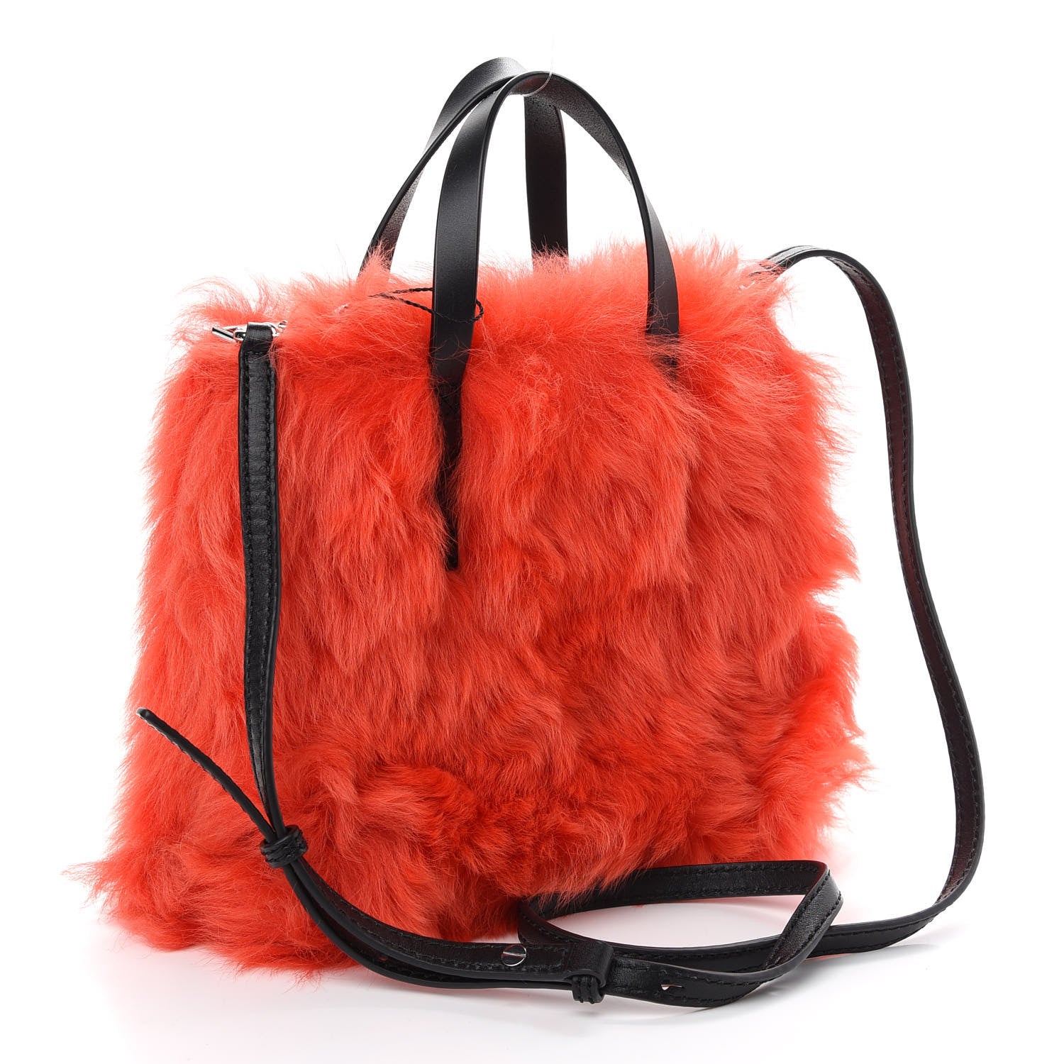 Marc Jacobs Calfskin Eco Fur 2Way Tote Bag Poppy Black 3 of 9