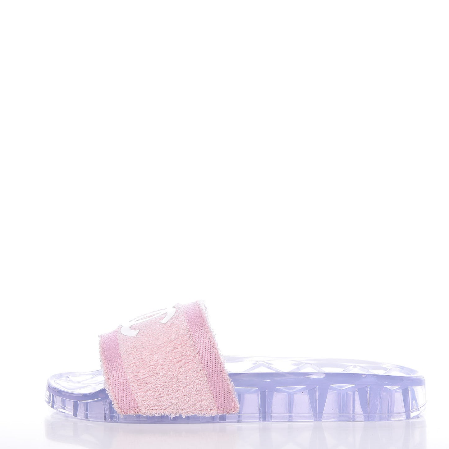 PVC Transparent Fabric CC Flat Slide Sandals 36 Pink