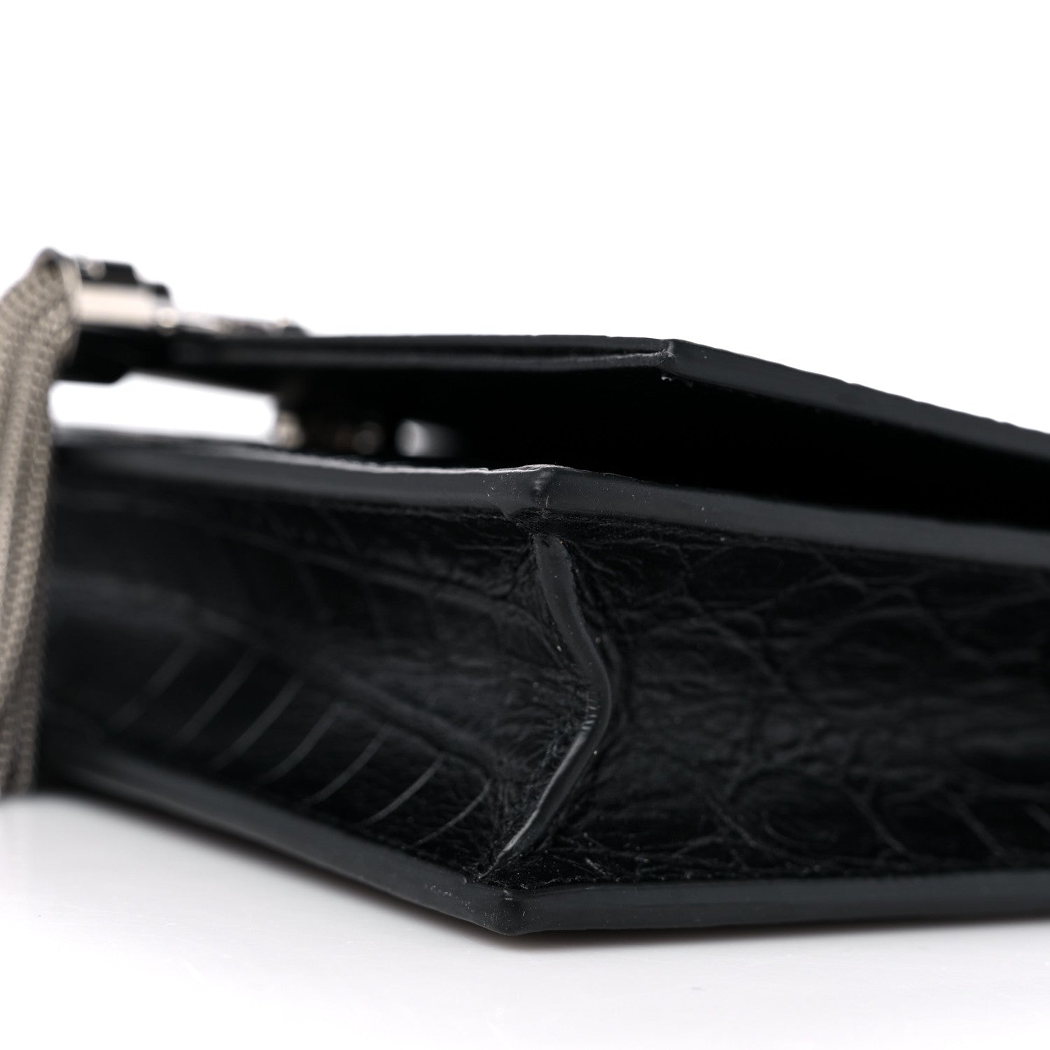 Saint Laurent Calfskin Crocodile Embossed Kate Monogram Tassel Chain Wallet Black 8 of 8