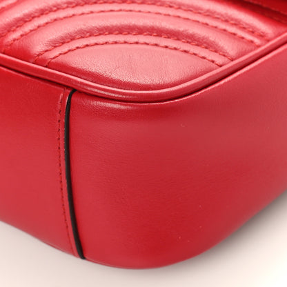 Gucci Calfskin Matelasse Mini GG Marmont Shoulder Bag Hibiscus Red 9 of 12
