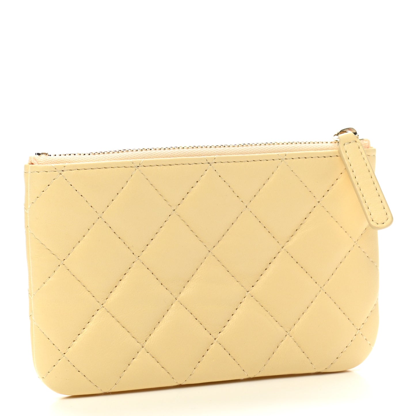 Lambskin Quilted Small Cosmetic Case Yellow