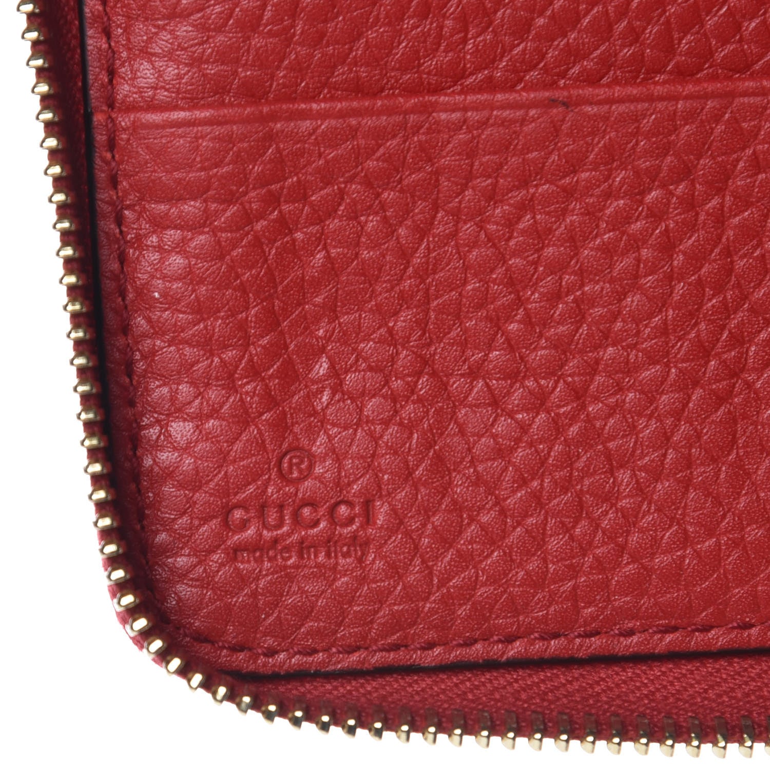 Gucci Pebbled Calfskin Soho Zip Around Wallet Vibrant Red 6 of 8