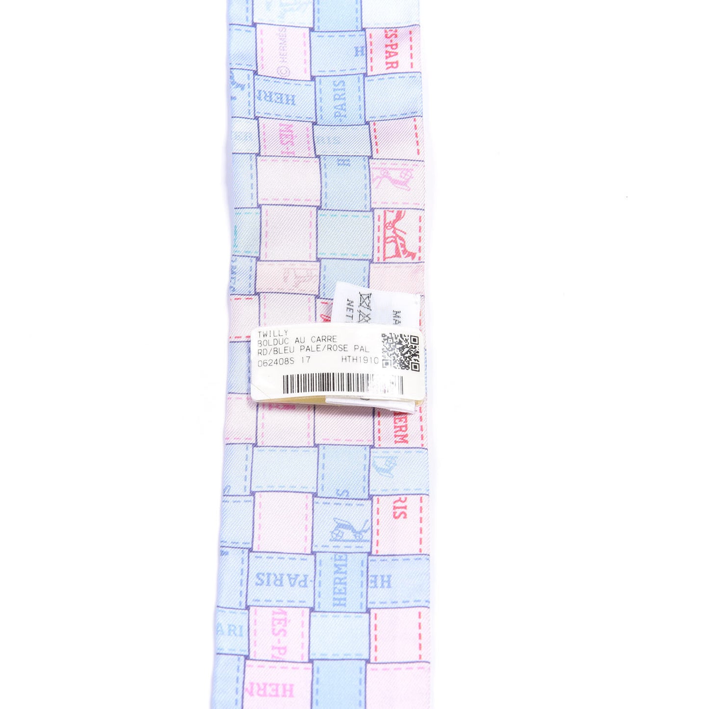 Silk Bolduc Au Carre Twilly Bleu Pale Rose Pale