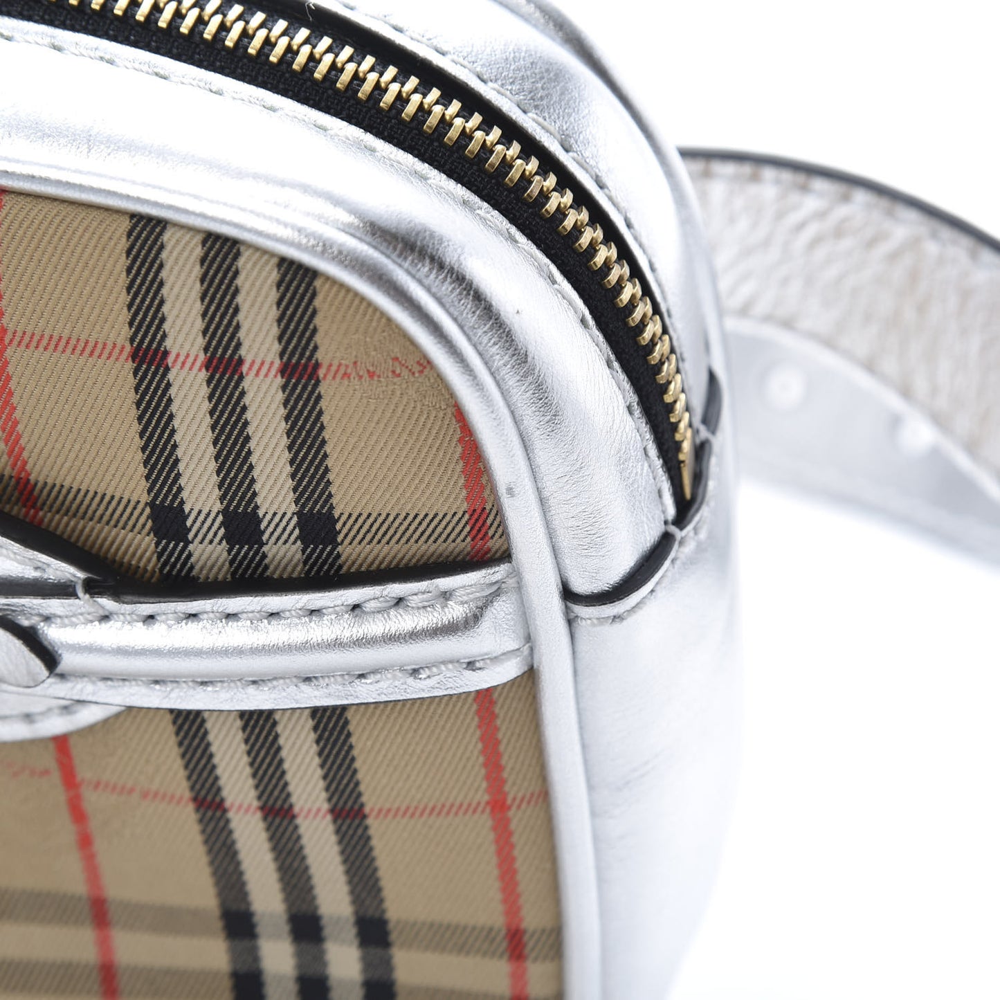 Metallic Smooth Calfskin 1983 Knight Check Link Bum Bag Silver